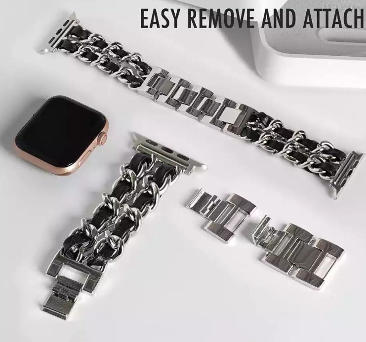 Фото 10. Металический Ремешок с кожаными вставками шанель для Apple Watch CHANEll 38/44 Шанель
