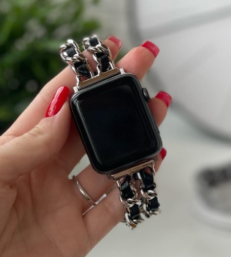Фото 4. Металический Ремешок с кожаными вставками шанель для Apple Watch CHANEll 38/44 Шанель