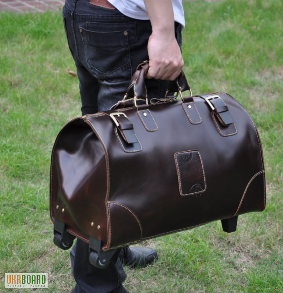 Фото 9. Продается большая дорожная кожаная сумка с выдвижной металлической тележкой, винтаж