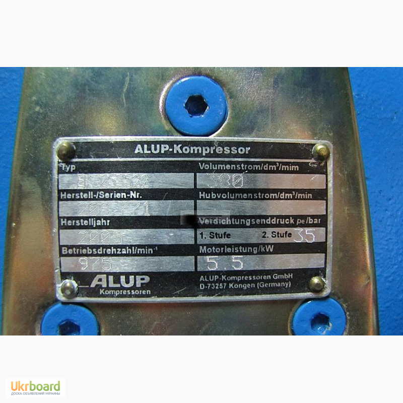 Фото 2. Поршневой компрессор ALUP Compressoren (Германия)10 бар атм, 1000л/мин, 5, 5кВт двиг