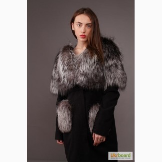 Чернобурка Финская Saga Furs Шикарное пальто - трансформер