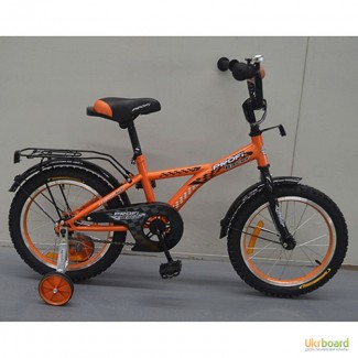 Велосипед 2-х колес.PROF1 16 дюймов, Racer, оранжевый, звонок, доп.колеса