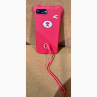 Чехол Мишка с ушками + ремешок на руку для iPhone 8 плюс 7+ red Bear Silicone Чехол