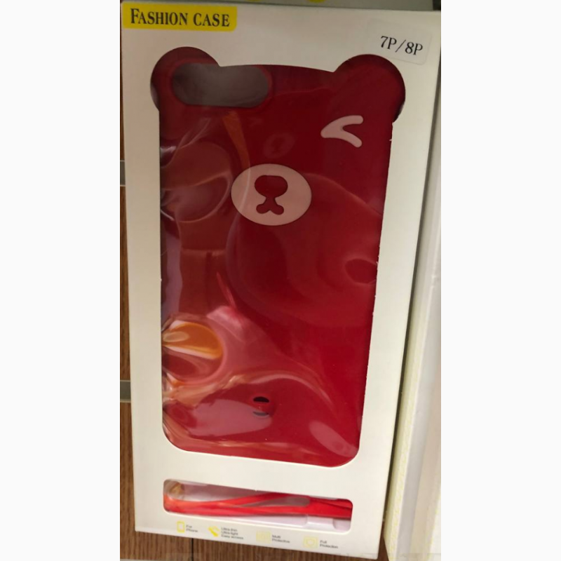 Фото 19. Чехол Мишка с ушками + ремешок на руку для iPhone 8 плюс 7+ red Bear Silicone Чехол