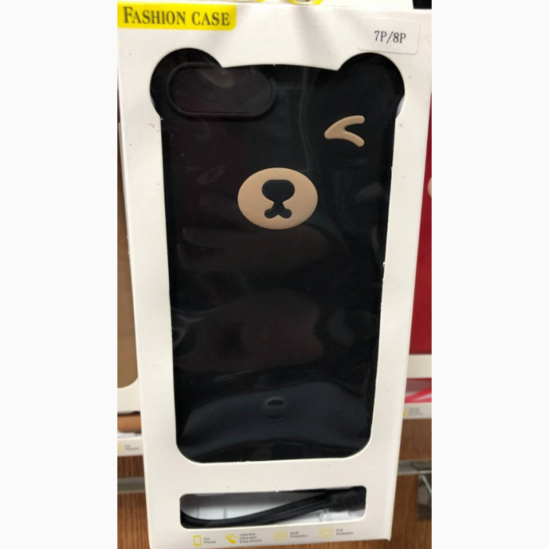 Фото 5. Чехол Мишка с ушками + ремешок на руку для iPhone 8 плюс 7+ red Bear Silicone Чехол