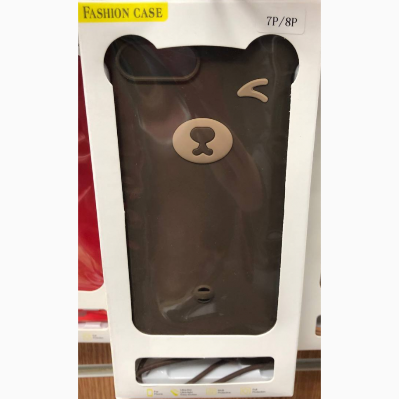 Фото 6. Чехол Мишка с ушками + ремешок на руку для iPhone 8 плюс 7+ red Bear Silicone Чехол
