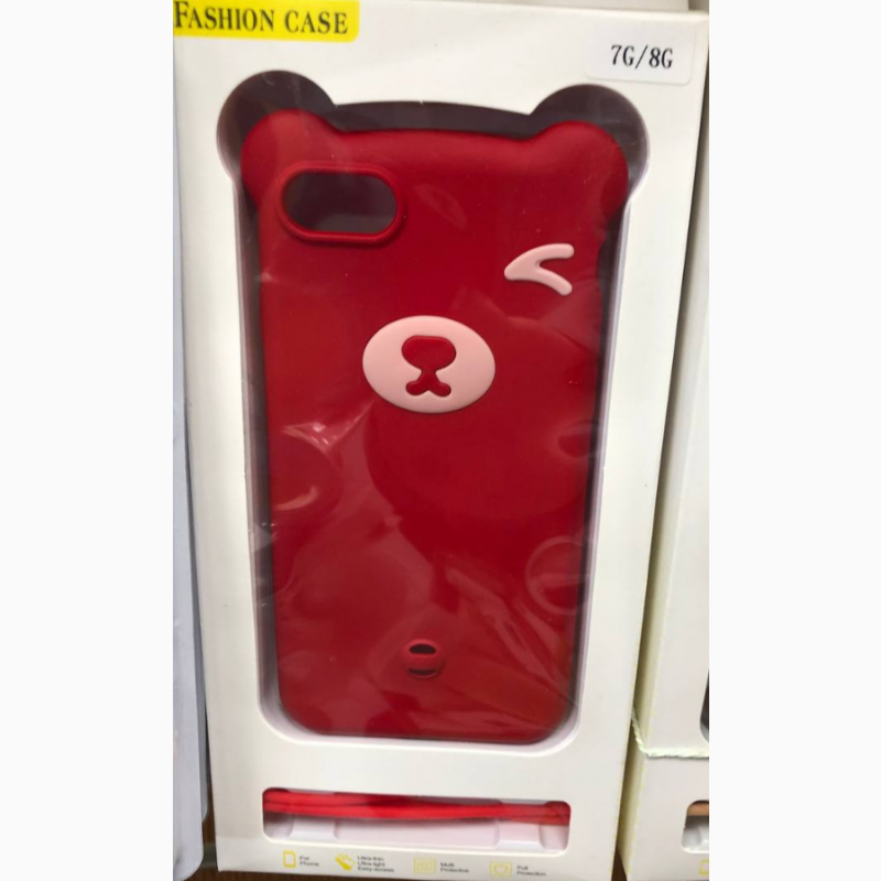 Фото 8. Чехол Мишка с ушками + ремешок на руку для iPhone 8 плюс 7+ red Bear Silicone Чехол