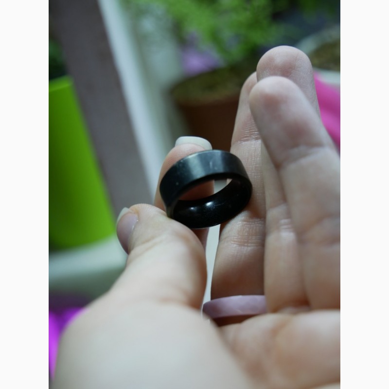 Фото 11. Черное матовое титановое кольцо в гранж стиле, унисекс 16 и 20 размер