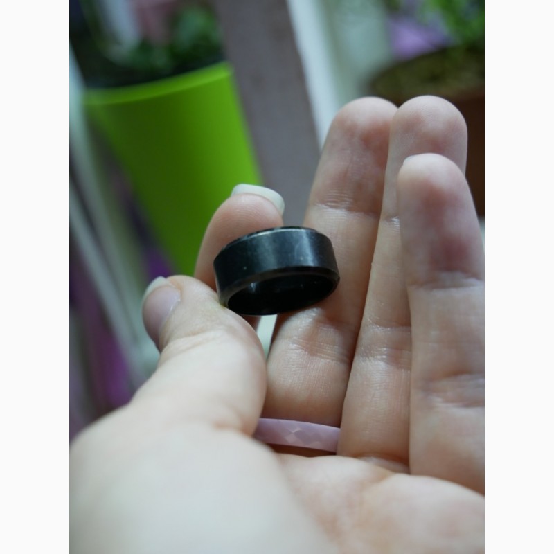 Фото 12. Черное матовое титановое кольцо в гранж стиле, унисекс 16 и 20 размер