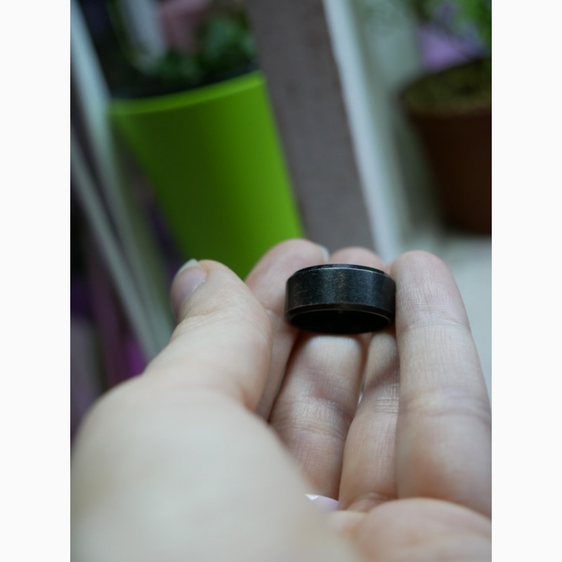 Фото 13. Черное матовое титановое кольцо в гранж стиле, унисекс 16 и 20 размер