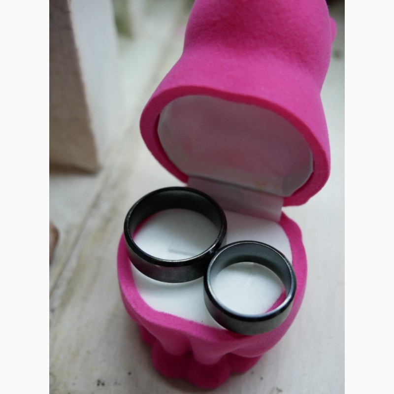 Фото 15. Черное матовое титановое кольцо в гранж стиле, унисекс 16 и 20 размер