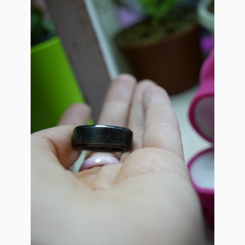 Фото 5. Черное матовое титановое кольцо в гранж стиле, унисекс 16 и 20 размер