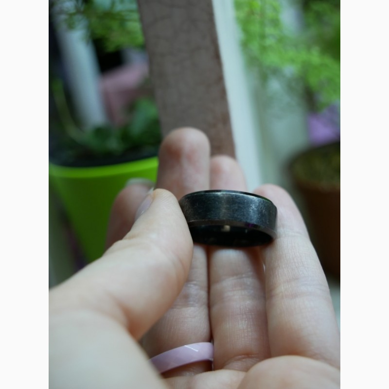Фото 6. Черное матовое титановое кольцо в гранж стиле, унисекс 16 и 20 размер
