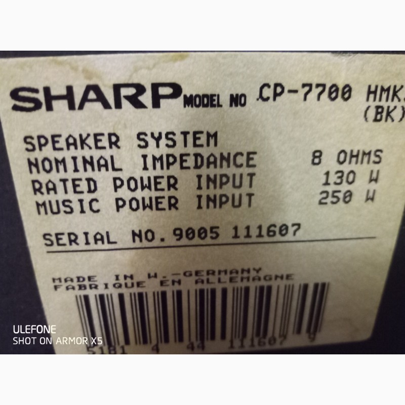 Продам Акустику SHARP CP-7700. 130w-250w. 8. оm