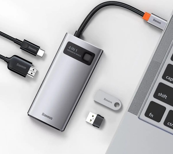 Фото 11. USB- Type C хаб 4 in 1 Baseus Metal Gleam Series USB-C to USB 3.0 + USB 2.0 + HDMI + PD