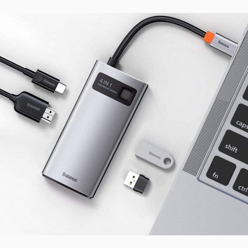 Фото 3. USB- Type C хаб 4 in 1 Baseus Metal Gleam Series USB-C to USB 3.0 + USB 2.0 + HDMI + PD
