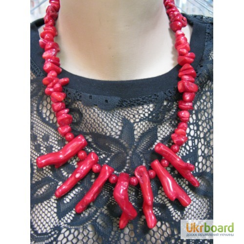 Фото 3/3. Бусы - Ожерелье из коралла красного натурального с длинными кораллами