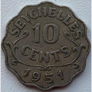 Сейшельские острова 10 центов 1951 год РЕДКАЯ!!!!! 405