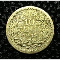 Нидерланды 10 центов 1918 Cеребро! НЕ ЧАСТАЯ