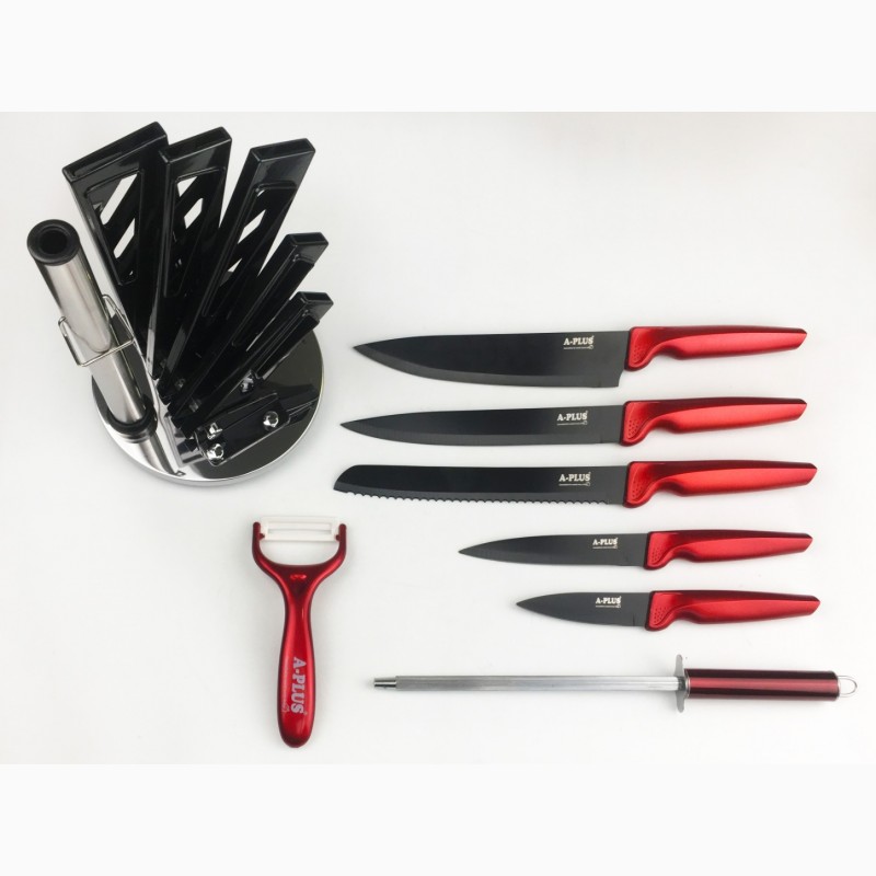 Фото 2. Скидка 10%Набор качественных ножей А- PLUS.8 предметов. Черно-красный