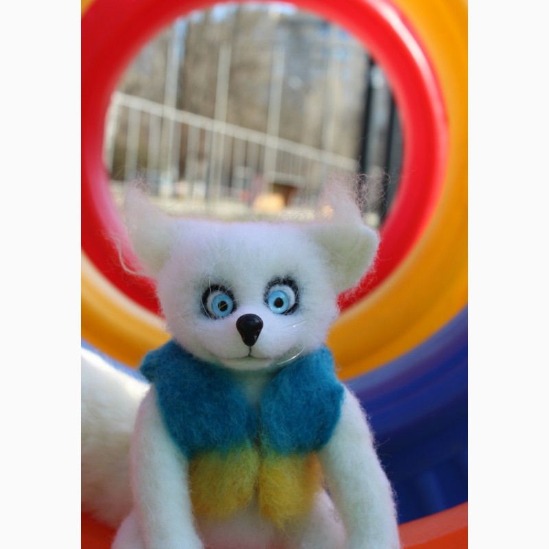 Фото 6. ЛИС ПЕРЕМОГИ белый игрушка хендмэйд валяная интерьерная из шерсти лиса подарок іграшка