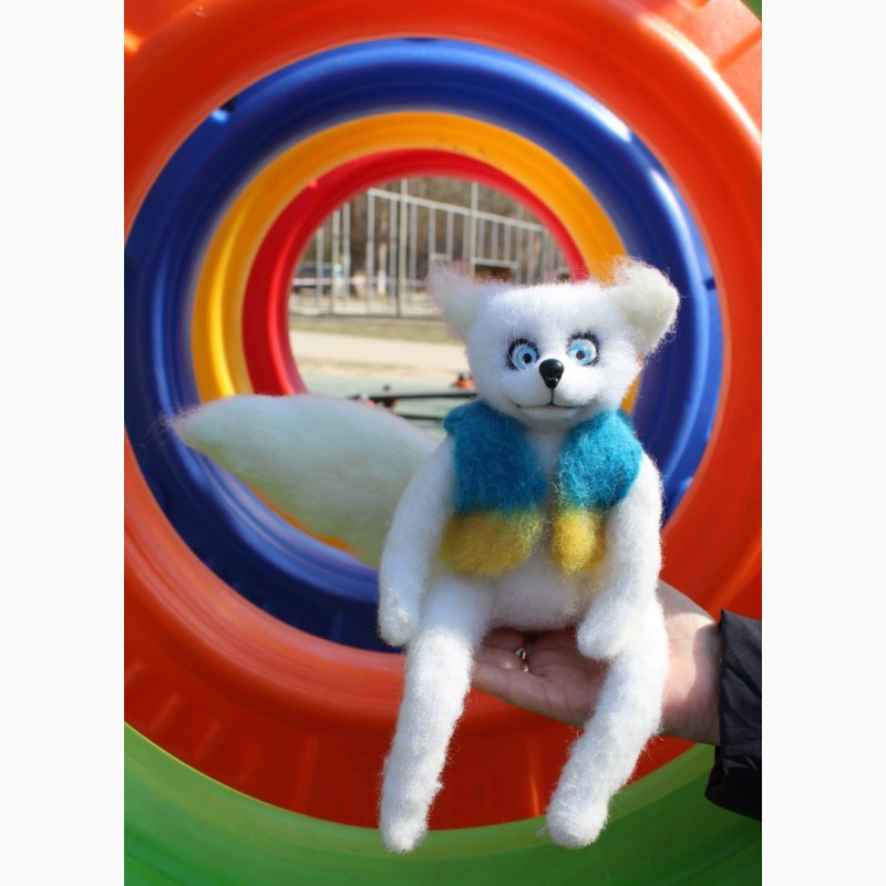 Фото 7. ЛИС ПЕРЕМОГИ белый игрушка хендмэйд валяная интерьерная из шерсти лиса подарок іграшка