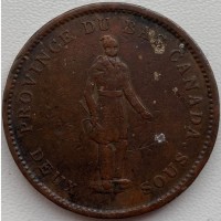Канада 1 пенни 1837 года Надпись на ленте CITY BANK тираж 120 000 г207