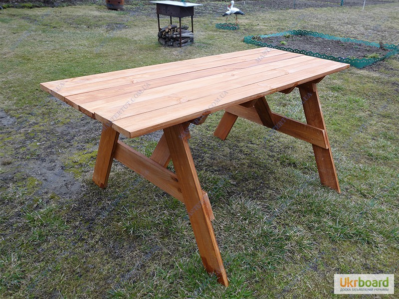 Фото 2. Продам недорого дачную деревянную мебель, садовый деревянный стол с лавками