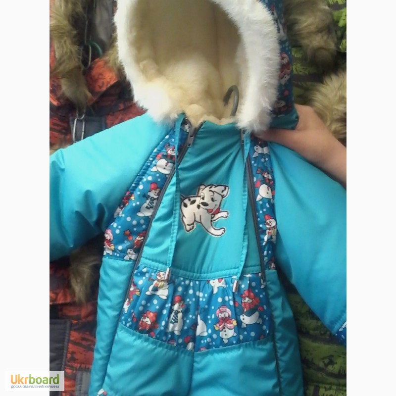 Фото 2. Детские зимние комбинезоны -трансформеры Снеговик на овчине с помпоном от 0 до 2 лет
