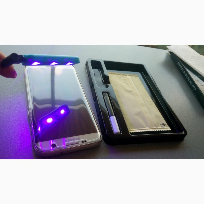 Фото 2. Защитное стекло для Samsung S7 Edge S8 на весь экран противоударное Nano Liquid c УФ-клеем
