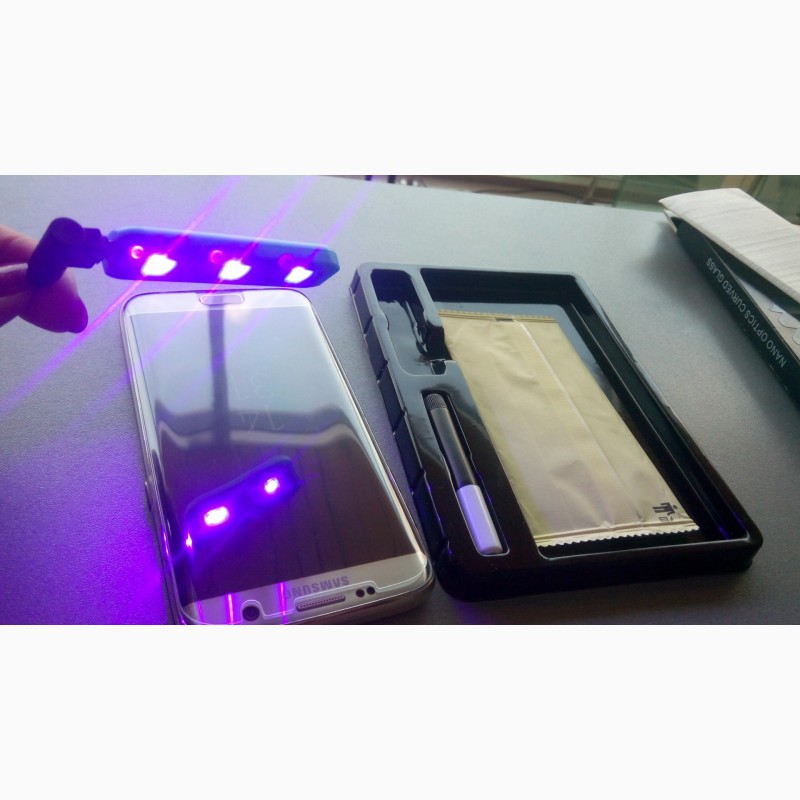 Фото 3. Защитное стекло для Samsung S7 Edge S8 на весь экран противоударное Nano Liquid c УФ-клеем