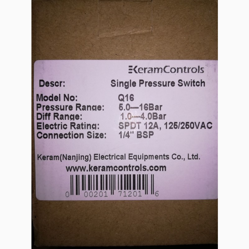 Фото 2. Keram Q-Series single pressure controls (Датчики-реле давления Керам серии Q)