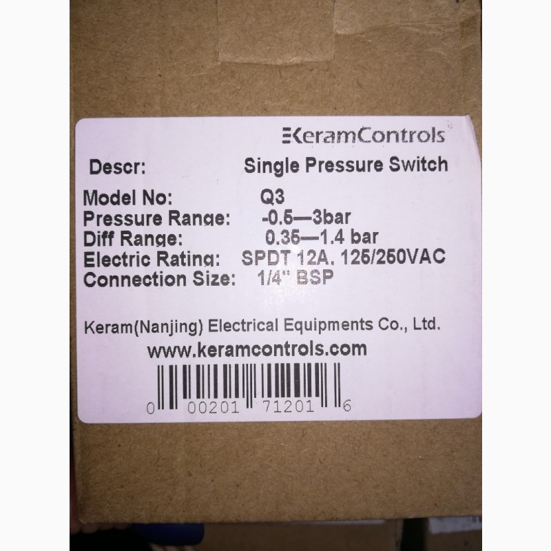Фото 4. Keram Q-Series single pressure controls (Датчики-реле давления Керам серии Q)