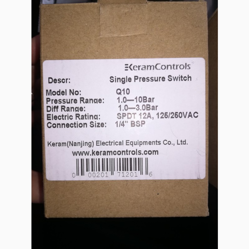 Фото 5. Keram Q-Series single pressure controls (Датчики-реле давления Керам серии Q)