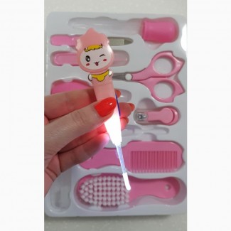 Детский маникюрный набор по уходу за малышом 10 предметов розовый