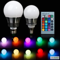 10W RGB Лампа, разноцветная лампа LED, цоколь Е27