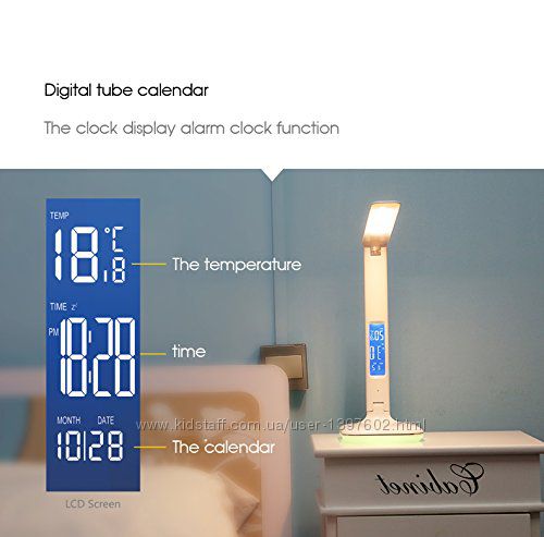 Фото 15. Настольная лампа трансформер Remax RL-E270 + будильник + подсветка 8 цветов