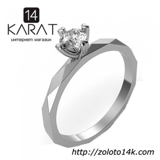 Золотое кольцо с бриллиантом 0, 18 карат 17, 5 мм. Белое золото. Новое (Код: 15778)