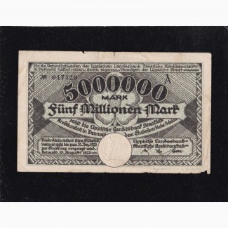 5 000 000 марок 1923 г. Липпише. 047429. Германия