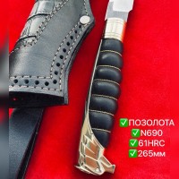 Нож Авторская Ручная Работа Документы Позолота N690 61HRC !!!СУПЕР ЦЕНА
