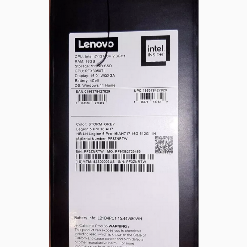 Фото 5. Lenovo 16 Legion Pro 5i 16IRX8 Ігровий ноутбук(сірий онікс)