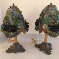 Антикварные бронзовые лампы со стеклом Мурано