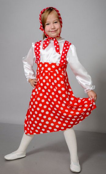 Детский карнавальный костюм Маша, размеры 30-32