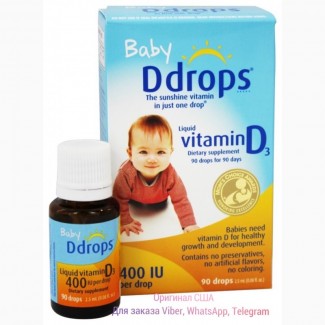 Ддробс жидкий витамин D3 для детей 400 ед 90 капель. Liquid Vitamin D3, Ddrops Витамин д3