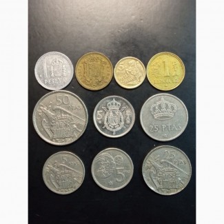 Подборка 10 монет. 1953-1997г. Испания