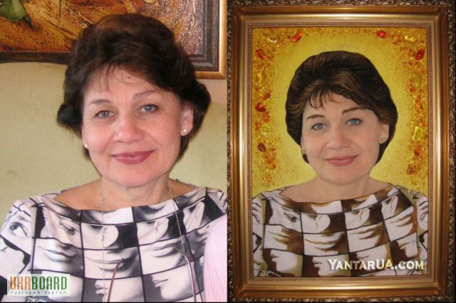 Фото 4. Портреты из янтаря (цена указана для размера 20х30 рамка деревянная)