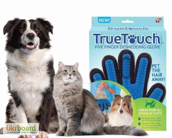 Фото 4. Перчатка для вычесывания шерсти животных True Touch (фурминатор)