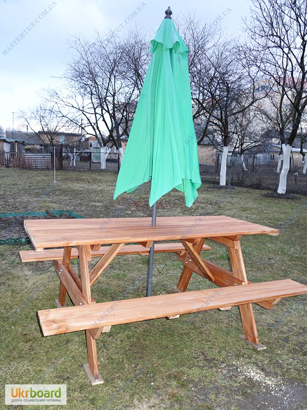 Дачная садовая деревянная мебель стол с лавками