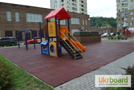 Резиновая плитка для детских площадок: толщина 1 - 5 см. Недорого