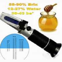 Рефрактометр для меда и сахара RHB-90ATC 3 шкалы 58-90% Brix, влажность 12-27%, 38-43 be